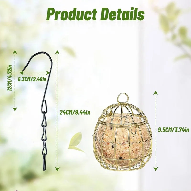 8-Pack Metal Fat Ball Bird Feeder with Hooks | Garden Wildlife