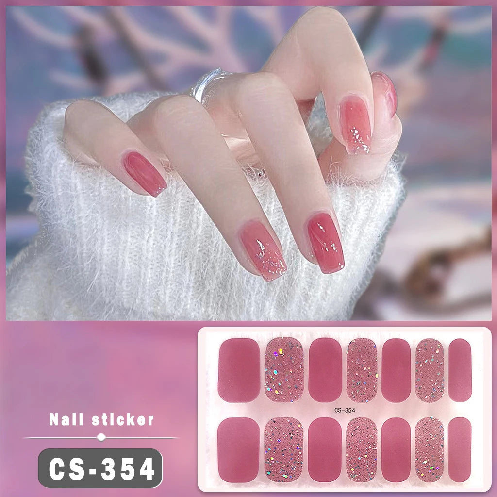 Solid Color Self-Adhesive Gel Nail Art Stickers & Decals