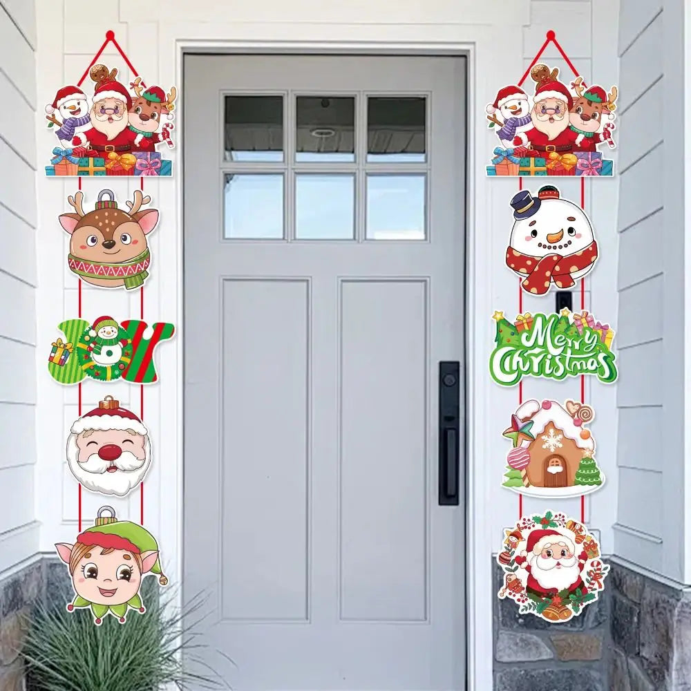 Merry Christmas Door Hanger – Santa Cartoon Xmas Decor