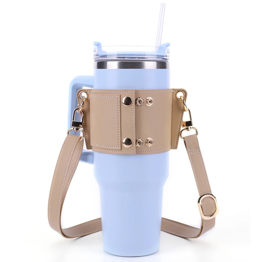 PU Leather Water Bottle Sling Bag for Stanley 30oz & 40oz