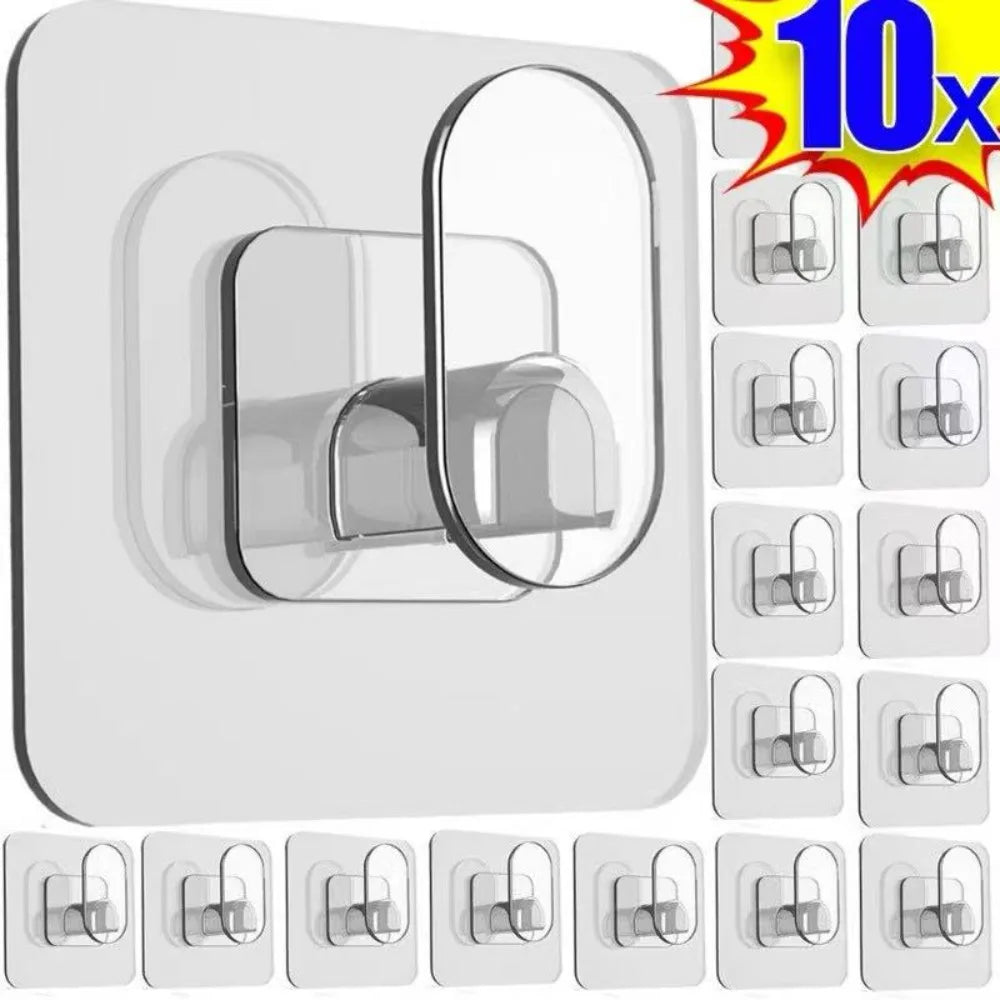 Large Transparent Self-Adhesive Wall Hooks – Nail-Free Waterproof