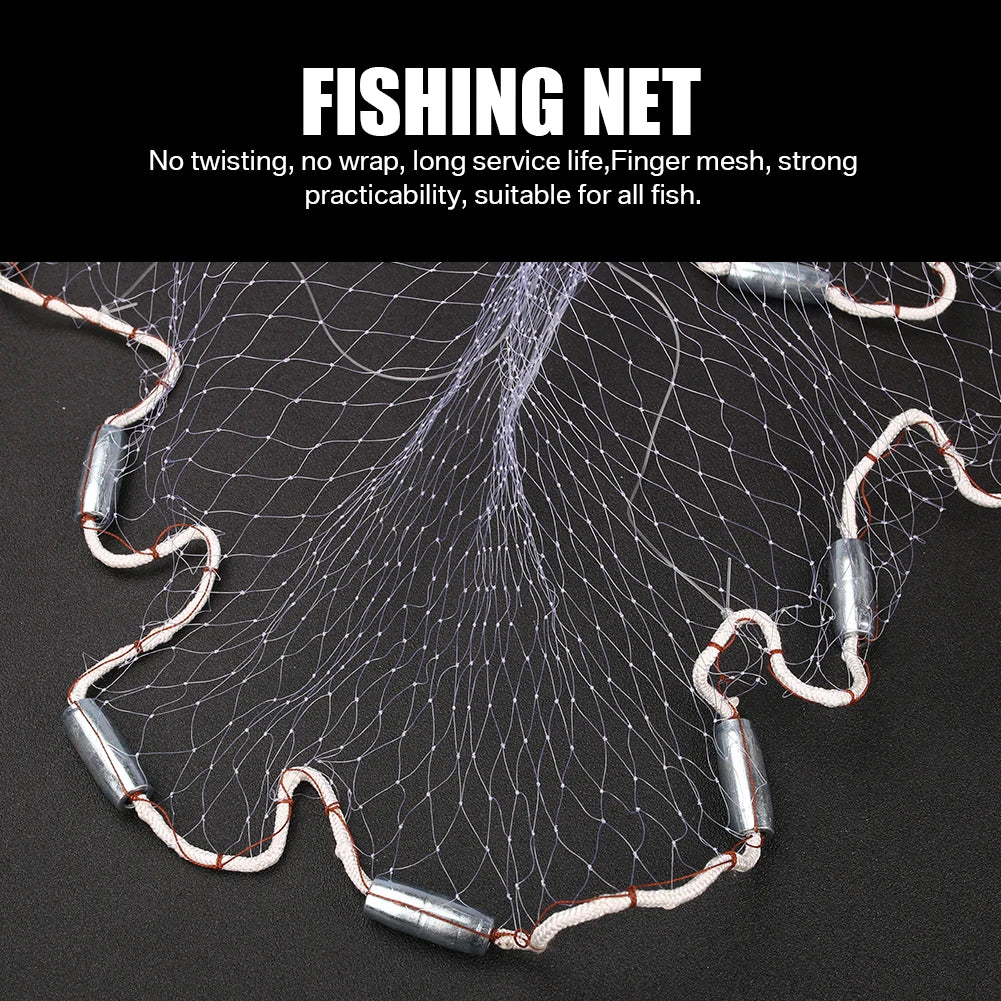 VIBE Fishing Cast Net 3–10ft Nylon Monofilament Bait Net with Sinkers