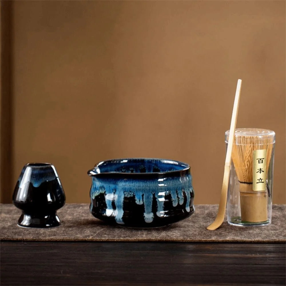 Japanese Matcha Tea Set – Ceramic Bowl & Bamboo Whisk Kit