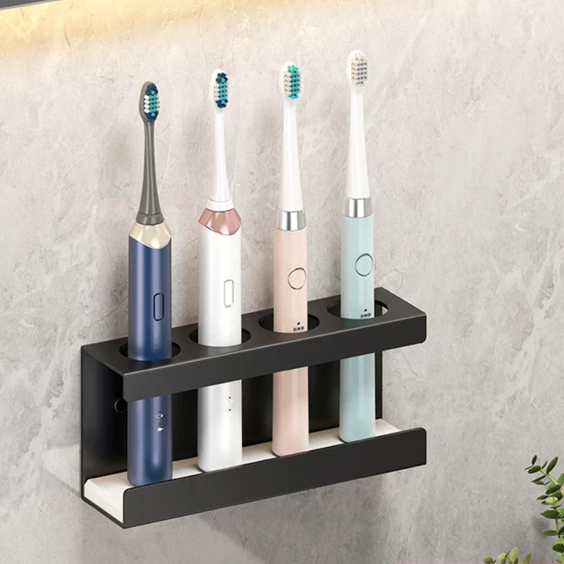 Wall-Mounted Stainless Steel Toothbrush Holder & Cup Organizer