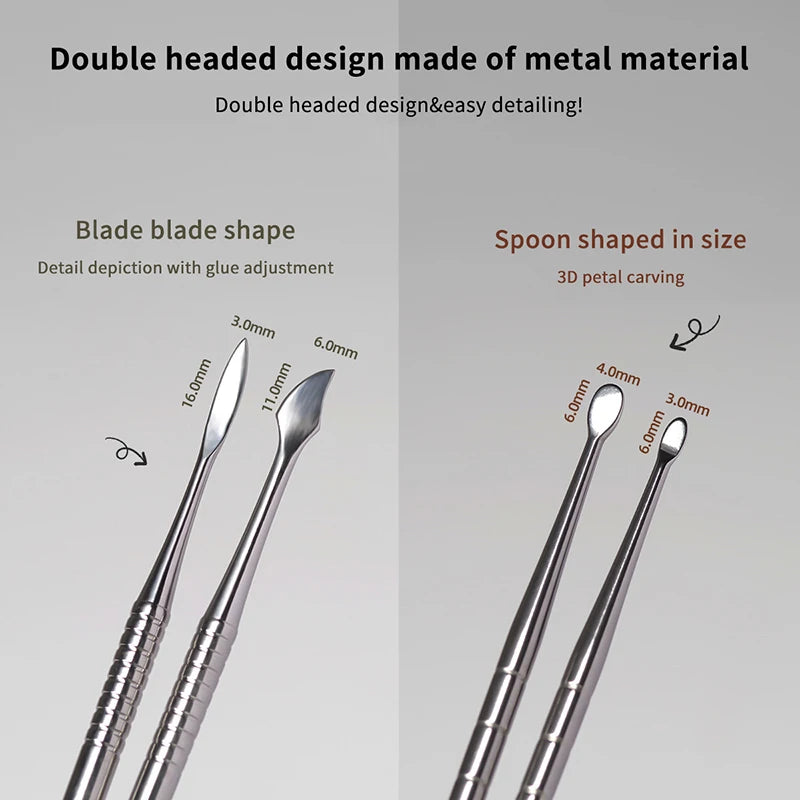 Double-Headed Metal Nail Carving Rod & Gel Removal Tool