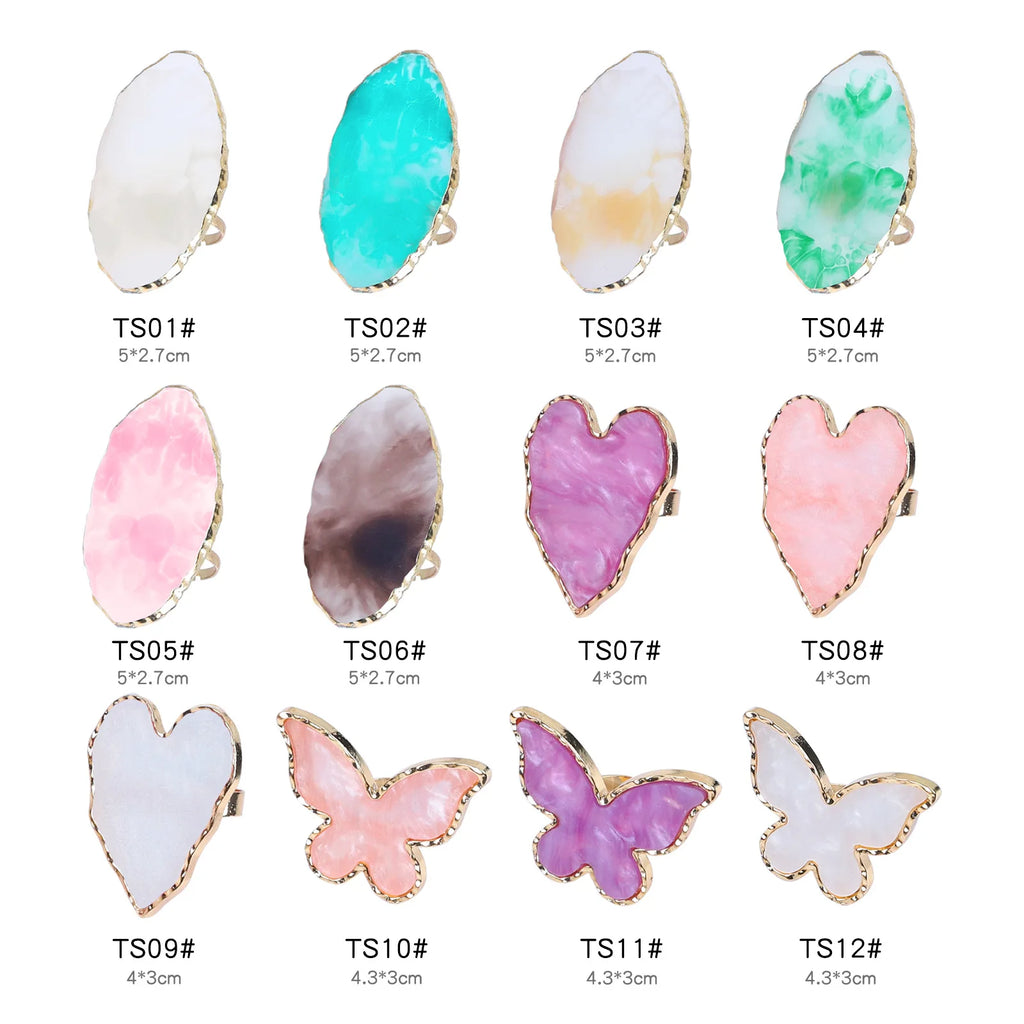 Nail Ring Palette Crystal Resin Marble Finger-Worn Gel Mixing Plate