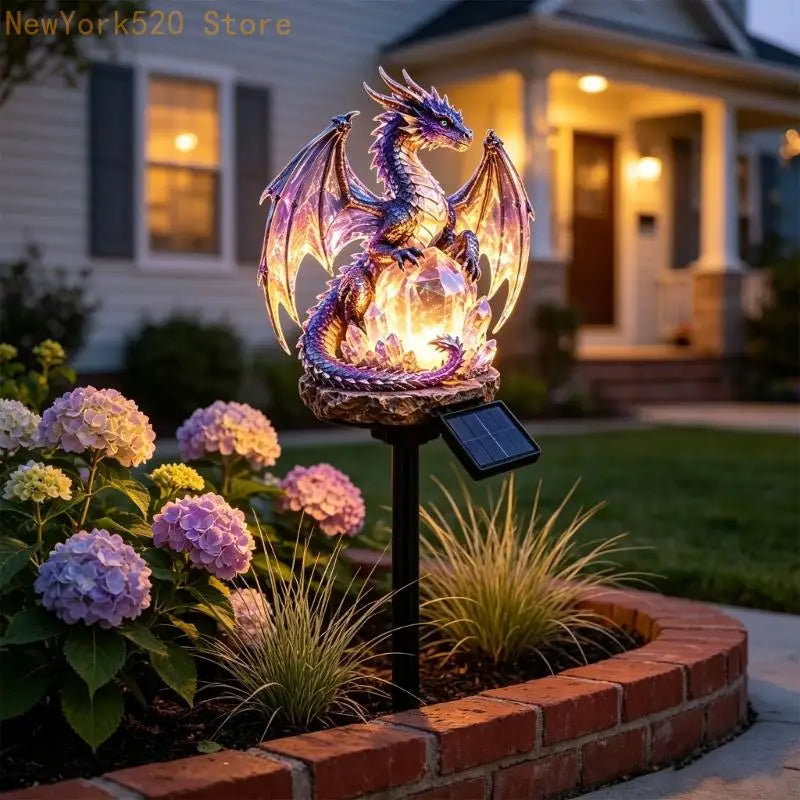 Solar Dragon Garden Stake Light – Resin Crystal Outdoor Accent
