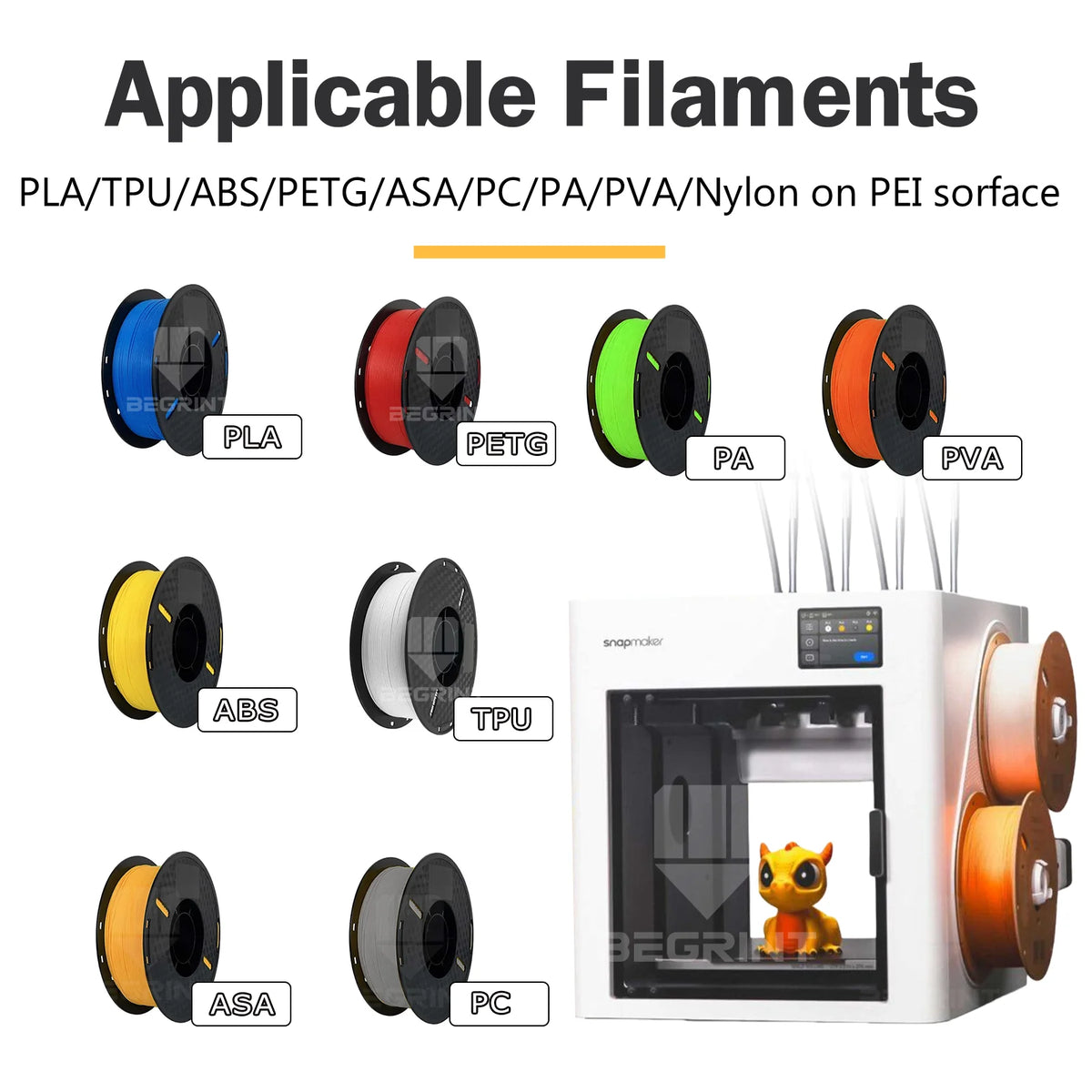 Snapmaker U1 Dual-Sided PEI Flexible Spring Steel Build Plate