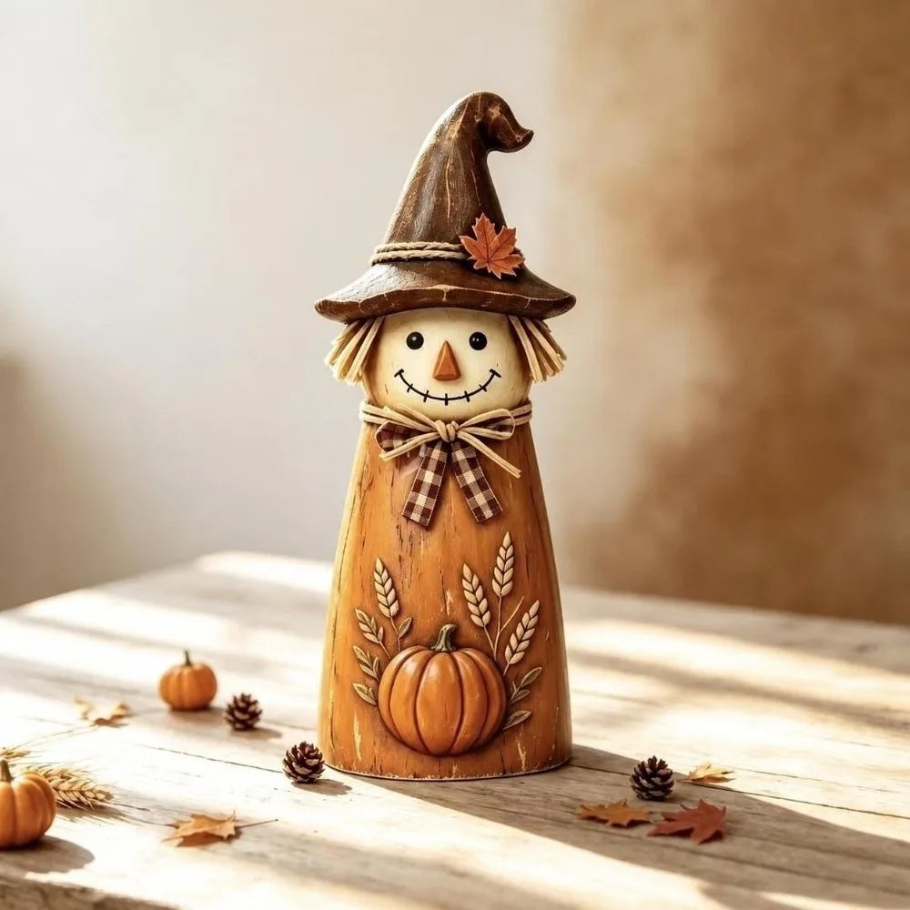 Wooden Scarecrow & Witch Tabletop Halloween Decor Set