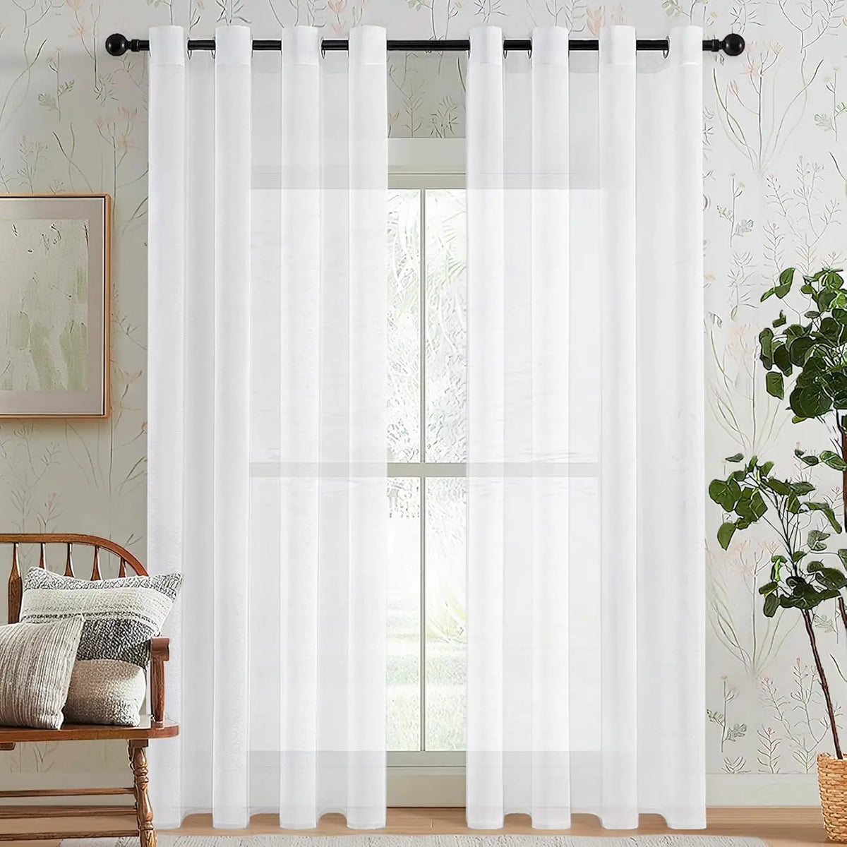 White Sheer Voile Curtain Panel – Chiffon Window Drape