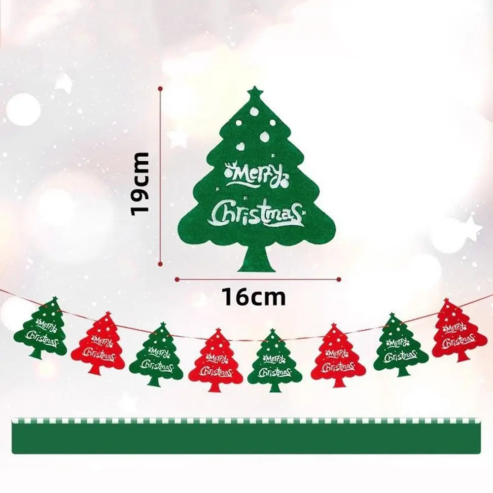 Felt Christmas Banner – Elk & Santa Xmas Pull Flag Wall Decor