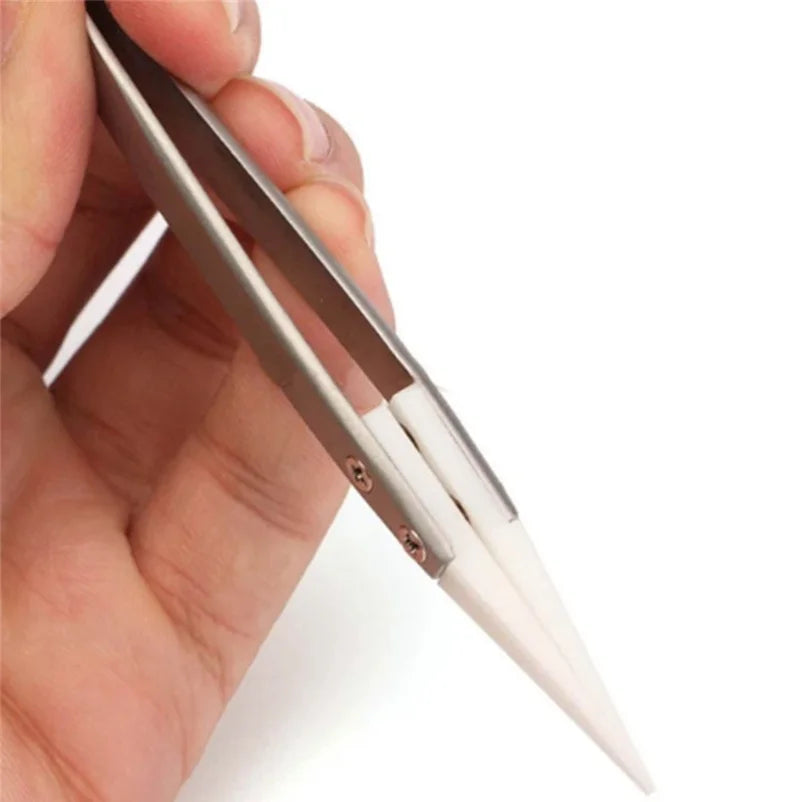 2-Pack Ceramic Tip Stainless Steel Soldering Tweezers