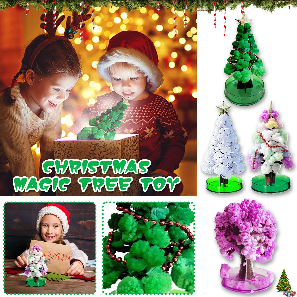 Magic Growing Crystal Christmas Tree Science Kit | Holiday Decor