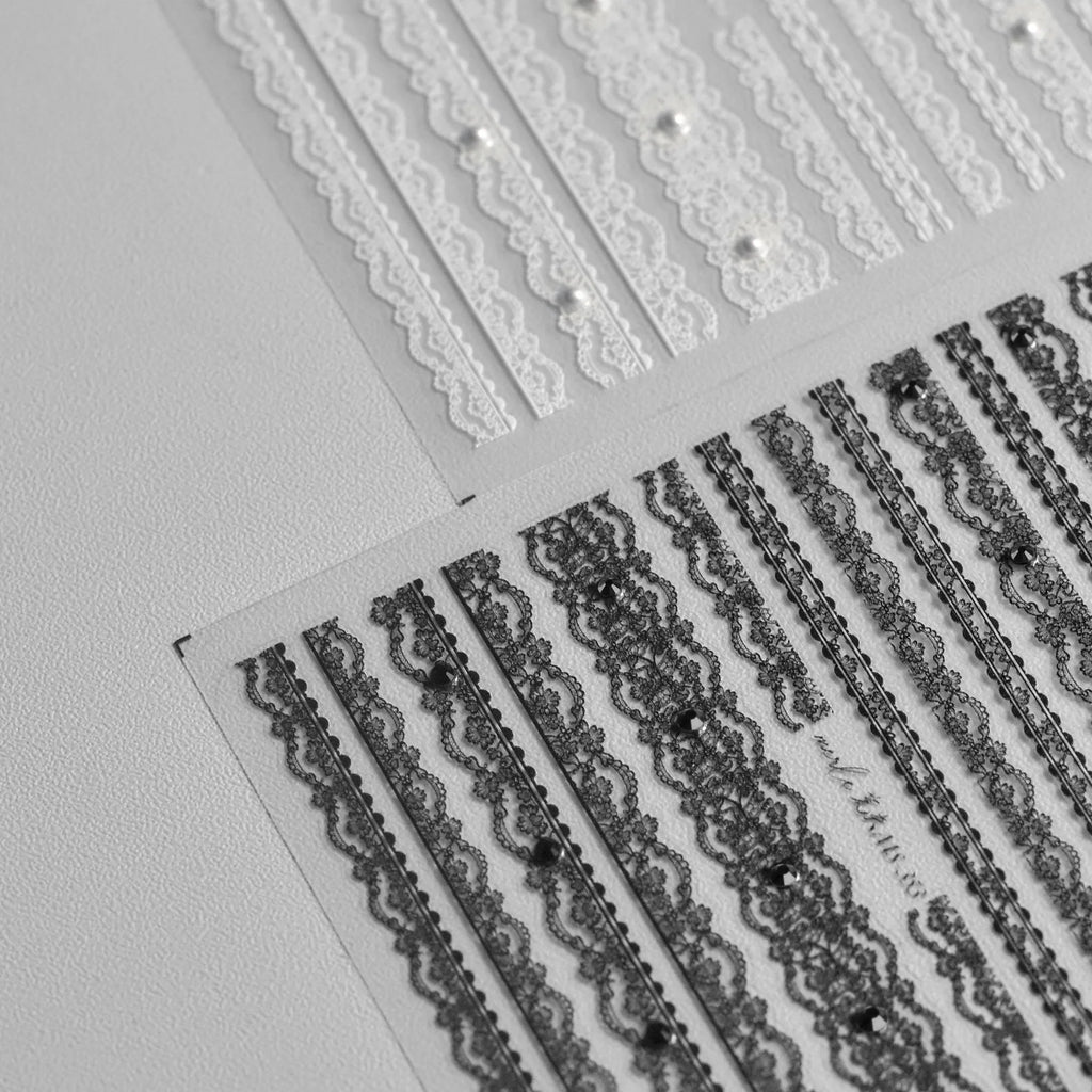 5D Relief Nail Art Stickers – Lace, Bow & Lattice Decals