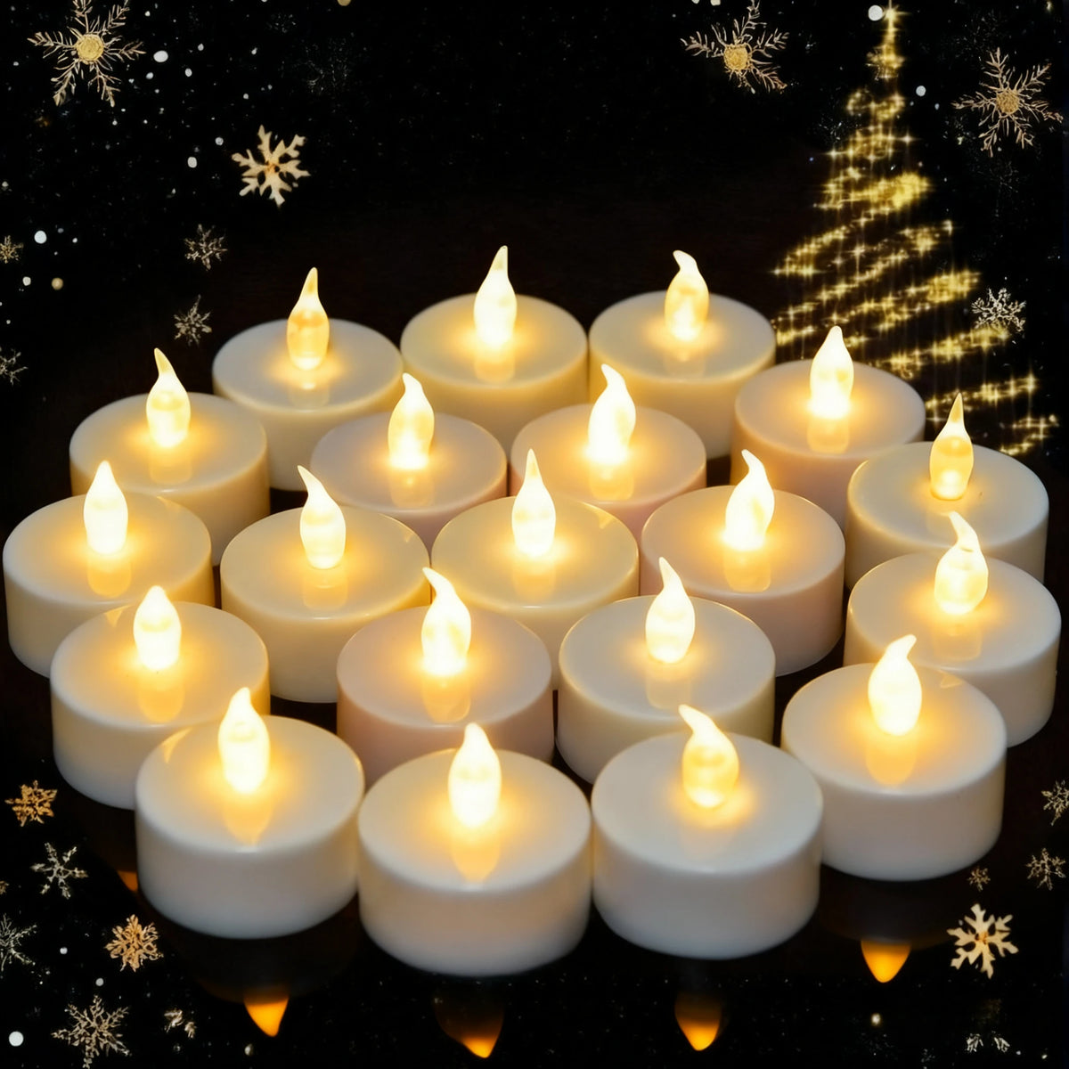 LED Flameless Tea Light Candles – Flickering Battery Operated 12/24 Pack
