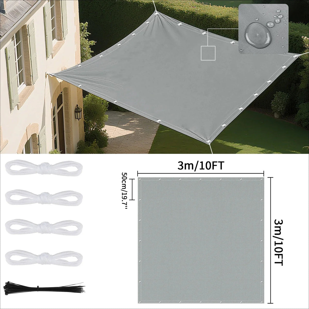 Waterproof Sun Shade Sail with Eyelets – UV Canopy Awning