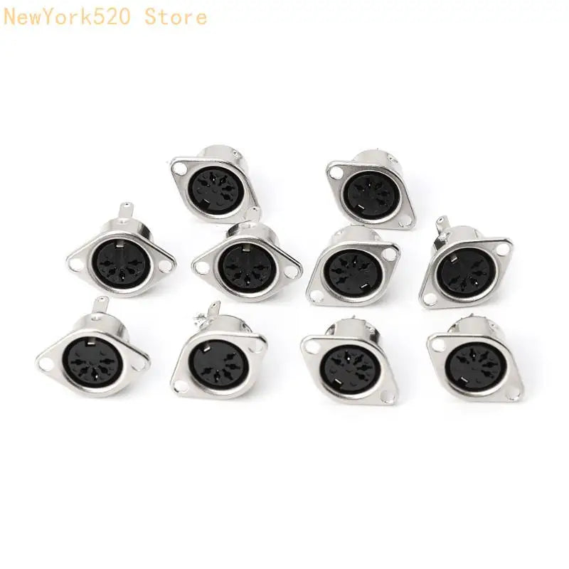 10PCS Female DIN Panel Mount Connector 3–8 Pin MIDI Adapter