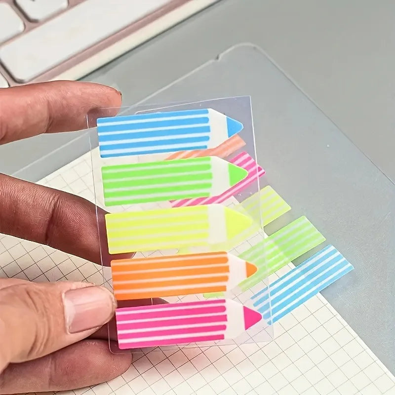 Pencil-Shaped Colorful Sticky Notes 2/4 Pack – School Memos
