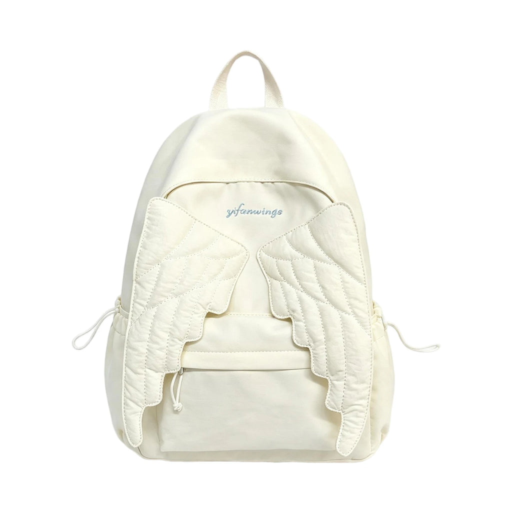 Angel Wing Y2K Nylon Backpack – Embroidered Women's Daypack