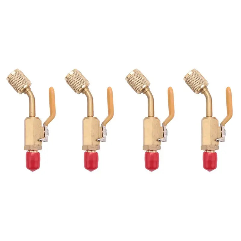 4-Pack Brass Shut-Off Valves for 1/4" HVAC R410a R134a Hoses