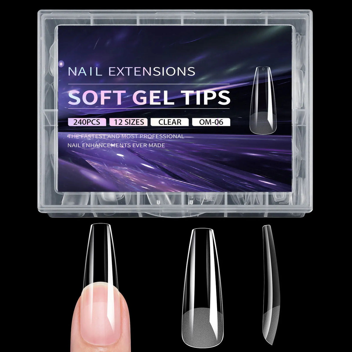 240pcs Soft Gel Nail Tips – Half Matte Clear Acrylic False Nails