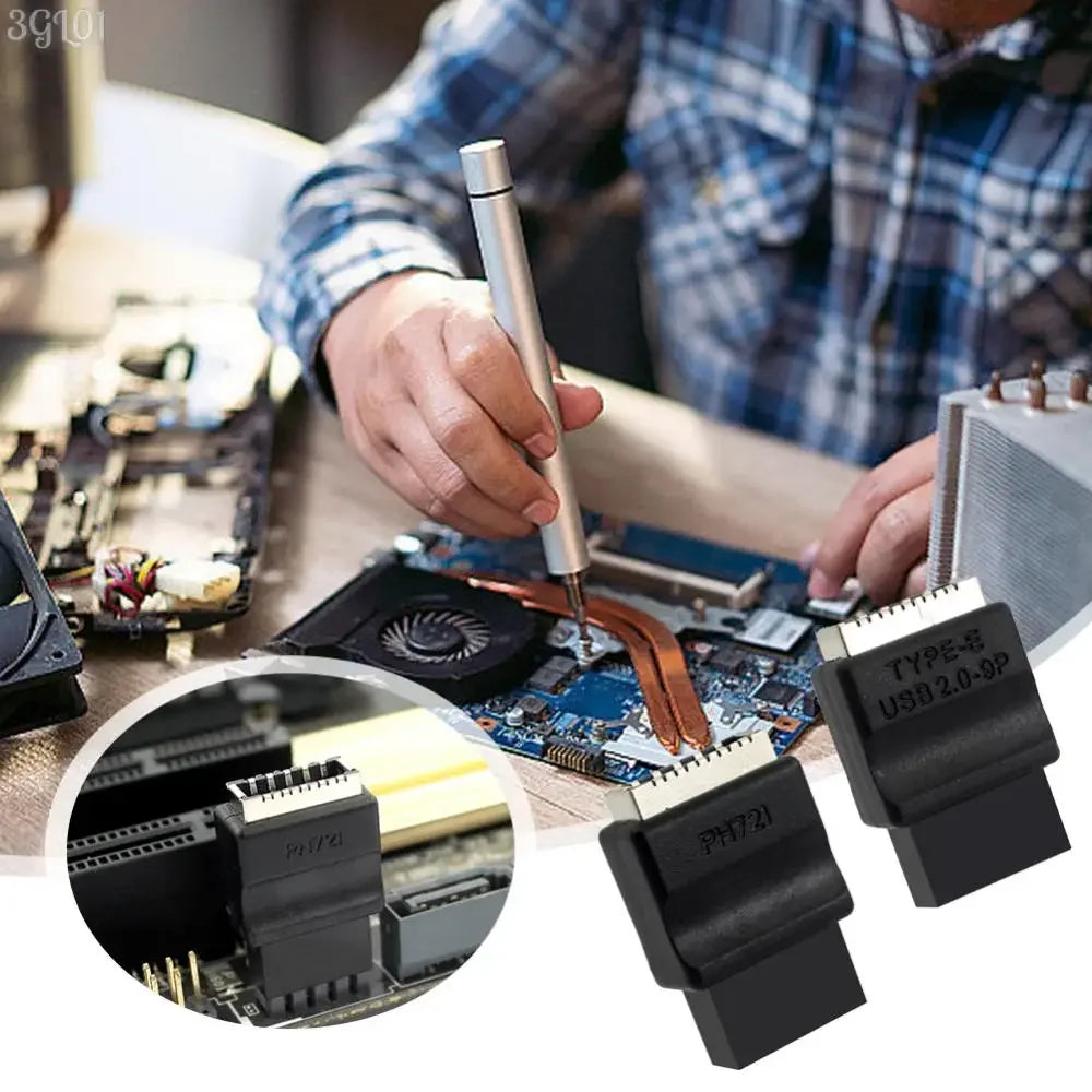 USB 2.0 9-Pin to Type-E Front Panel Header Adapter for PC