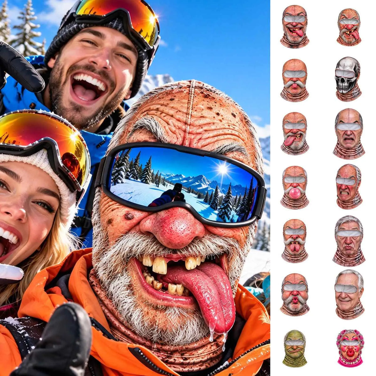 Funny Old Man Balaclava – 3D Printed Windproof Ski Mask