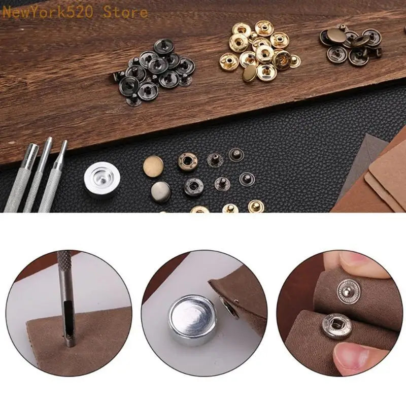 Metal Button Fastener Kit for DIY Clothes, Jackets & Jeans