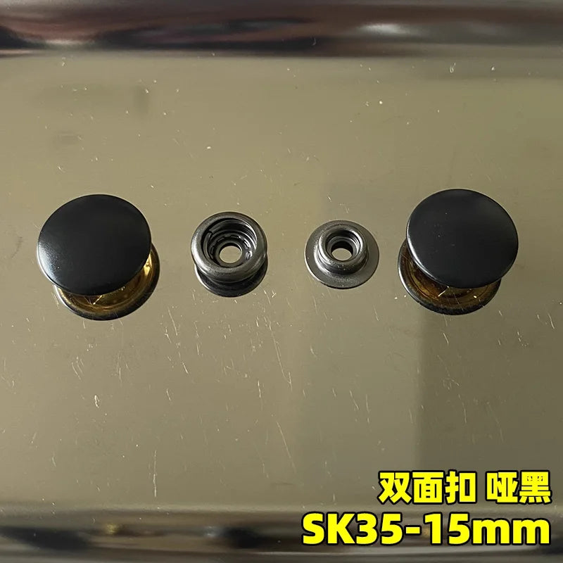 YKK SK35 Matte Black Metal Snap Buttons 13mm – 10/30/100 Sets