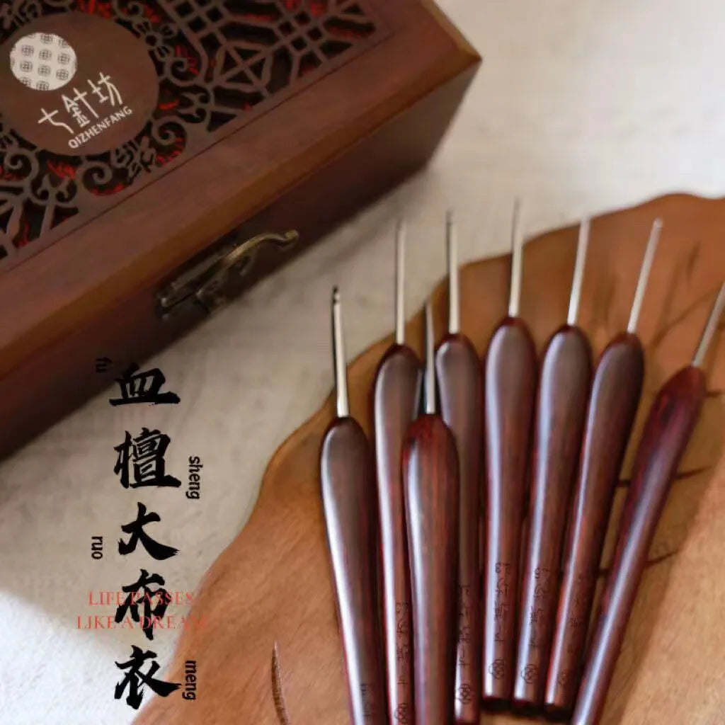 Titanium Alloy Large Crochet Hook with Sandalwood Handle