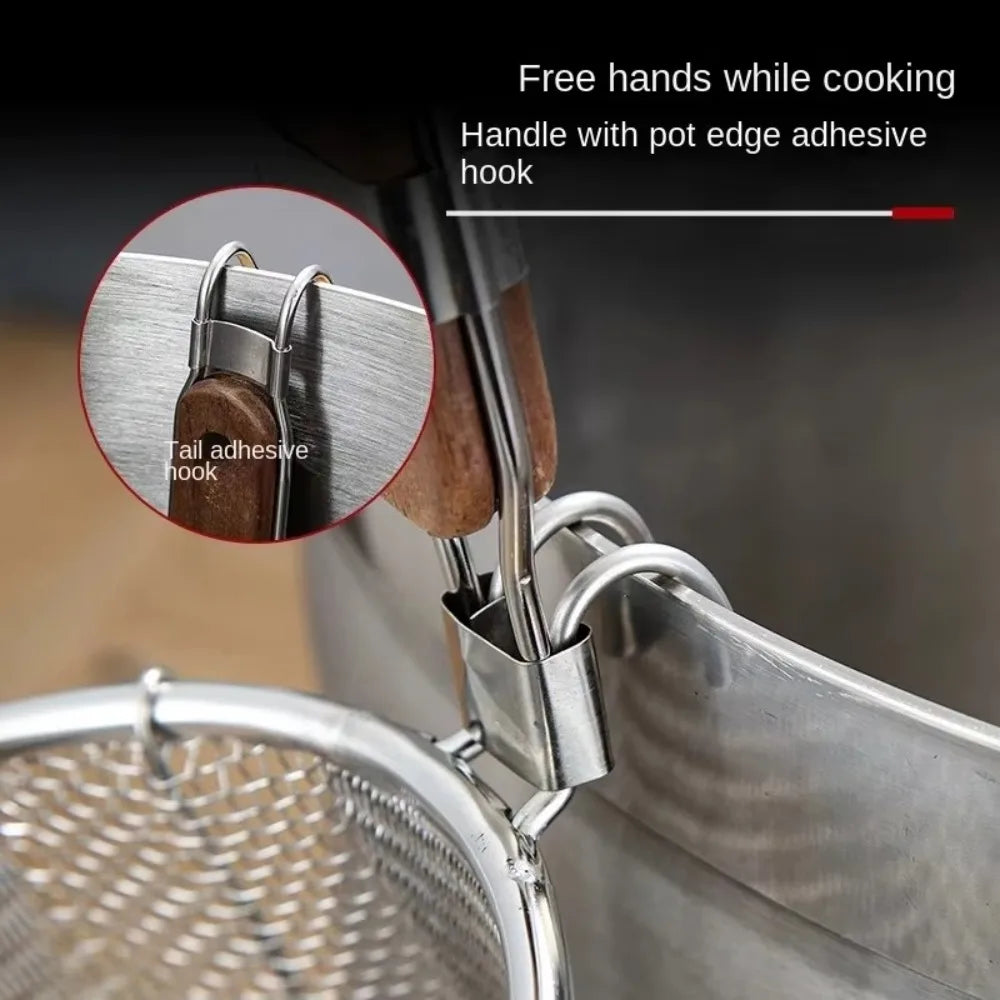 Stainless Steel Pasta Basket Strainer – Wooden Handle