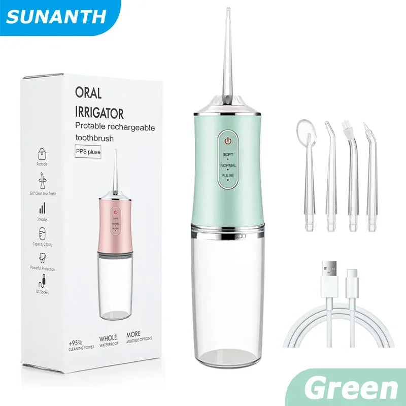 VIBE Portable Oral Irrigator USB Charging 3 Modes 4 Tips