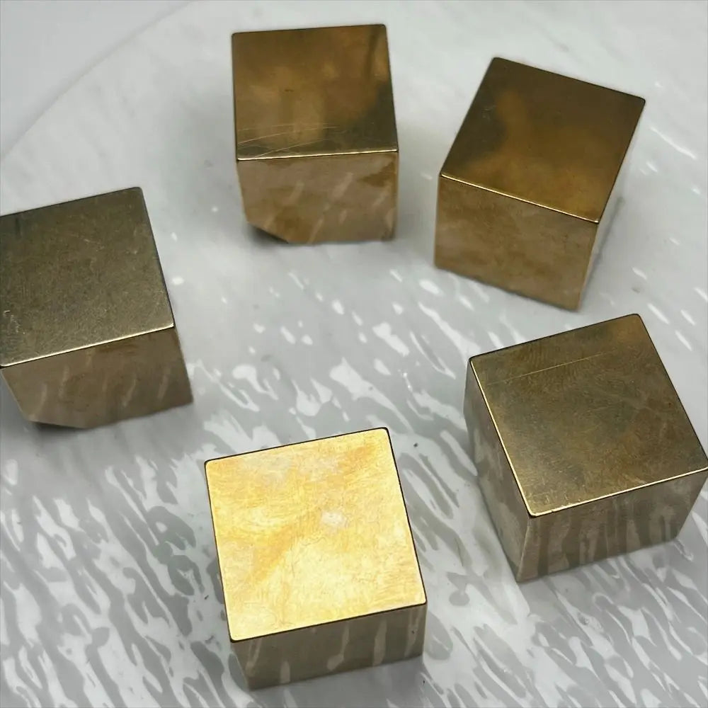 Brass Geometric Cube Decorative Stacking Block | Gold Tone