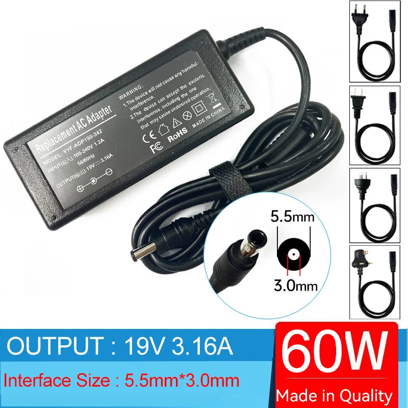19V 60W Samsung Laptop AC Adapter Charger – NP300 NP305 Series