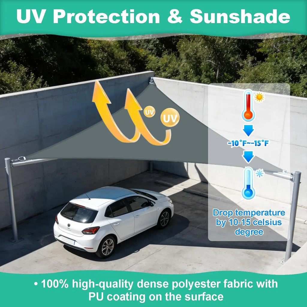 Waterproof Triangle Sun Shade Sail 5x5x5/5x5x7M – 98% UV Block