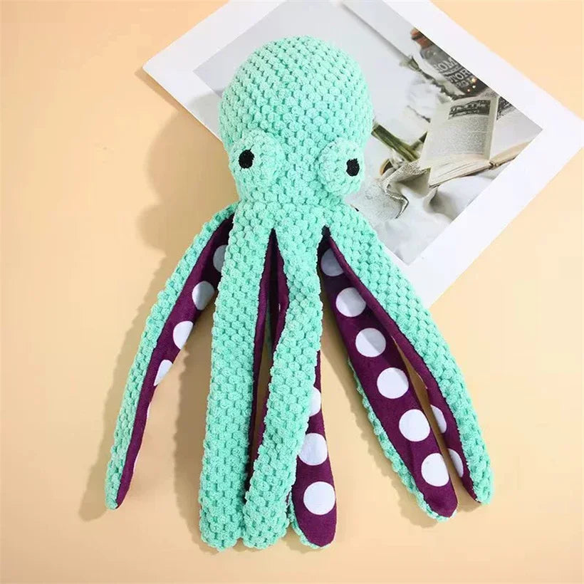 Octopus Squeaky Dog Toy – Interactive Teeth Cleaning Chew