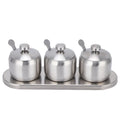 304 Stainless Steel Seasoning Pot Set with Lid & Spoons 300ml