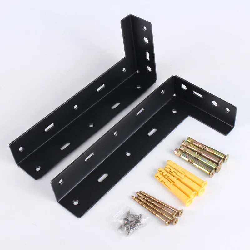 Heavy Duty Metal Wall Shelf Brackets 1 Pair – Black & White