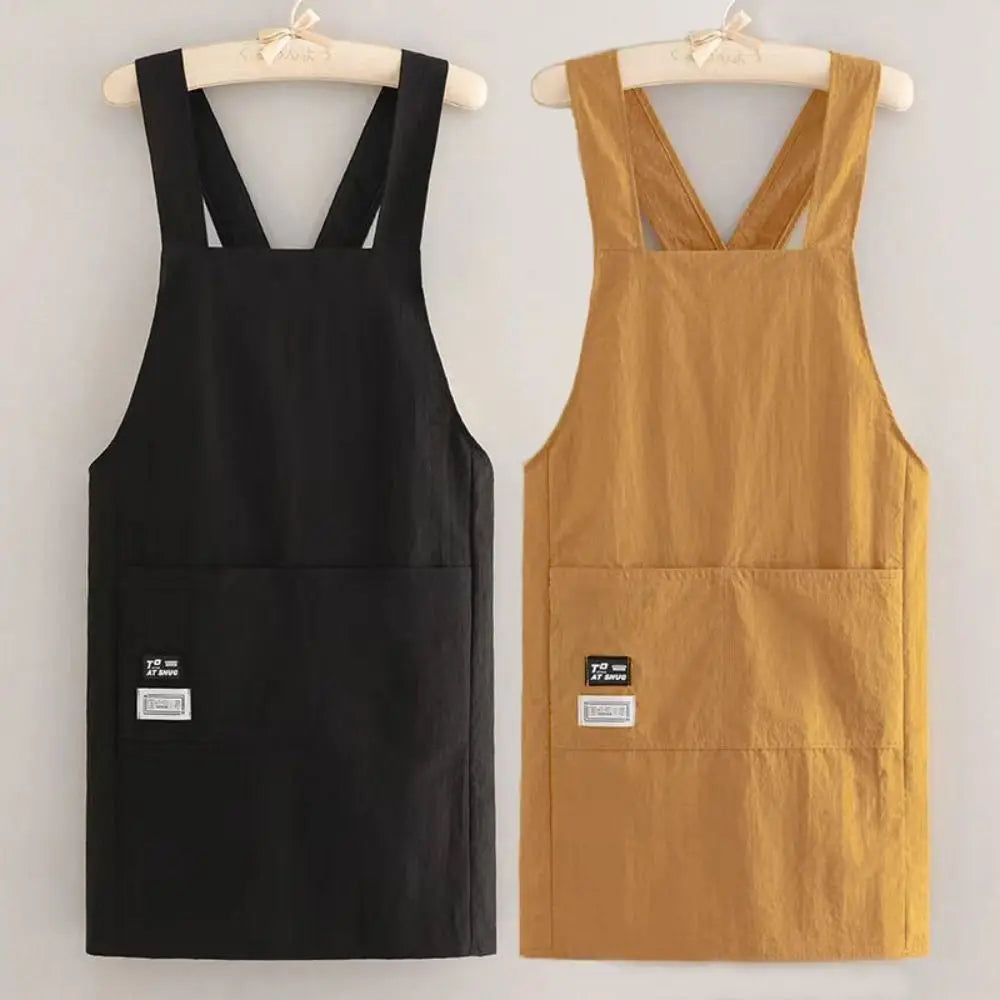 Cross Strap Waterproof Canvas Apron – Unisex Kitchen Smock