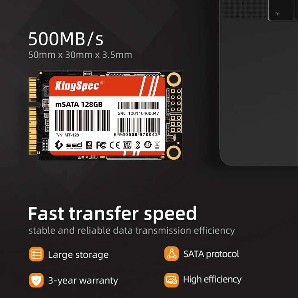 KingSpec mSATA SSD 128GB to 2TB – Internal Solid State Drive