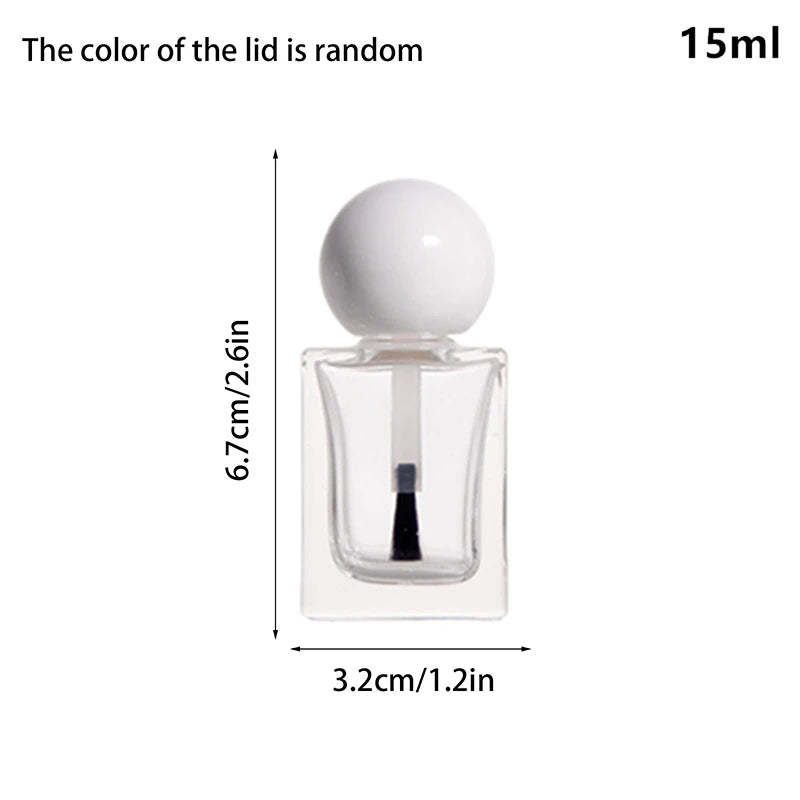 15ml Frosted Glass Nail Polish Bottle with Lid & Brush