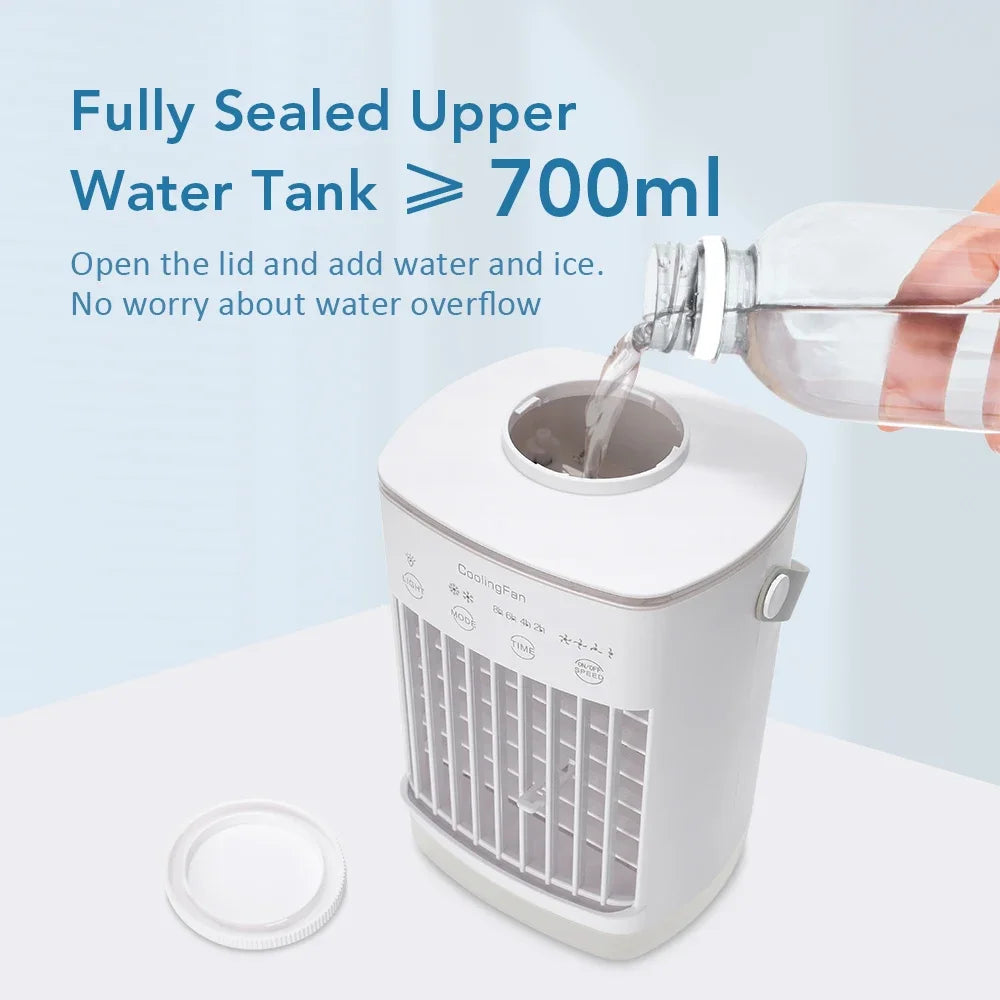 Desktop Air Cooler Fan with LED Light & Misting Humidifier