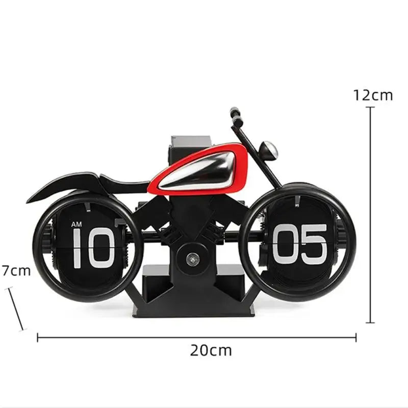 Vintage Motorcycle Auto Flip Desk Clock – Retro Home Décor