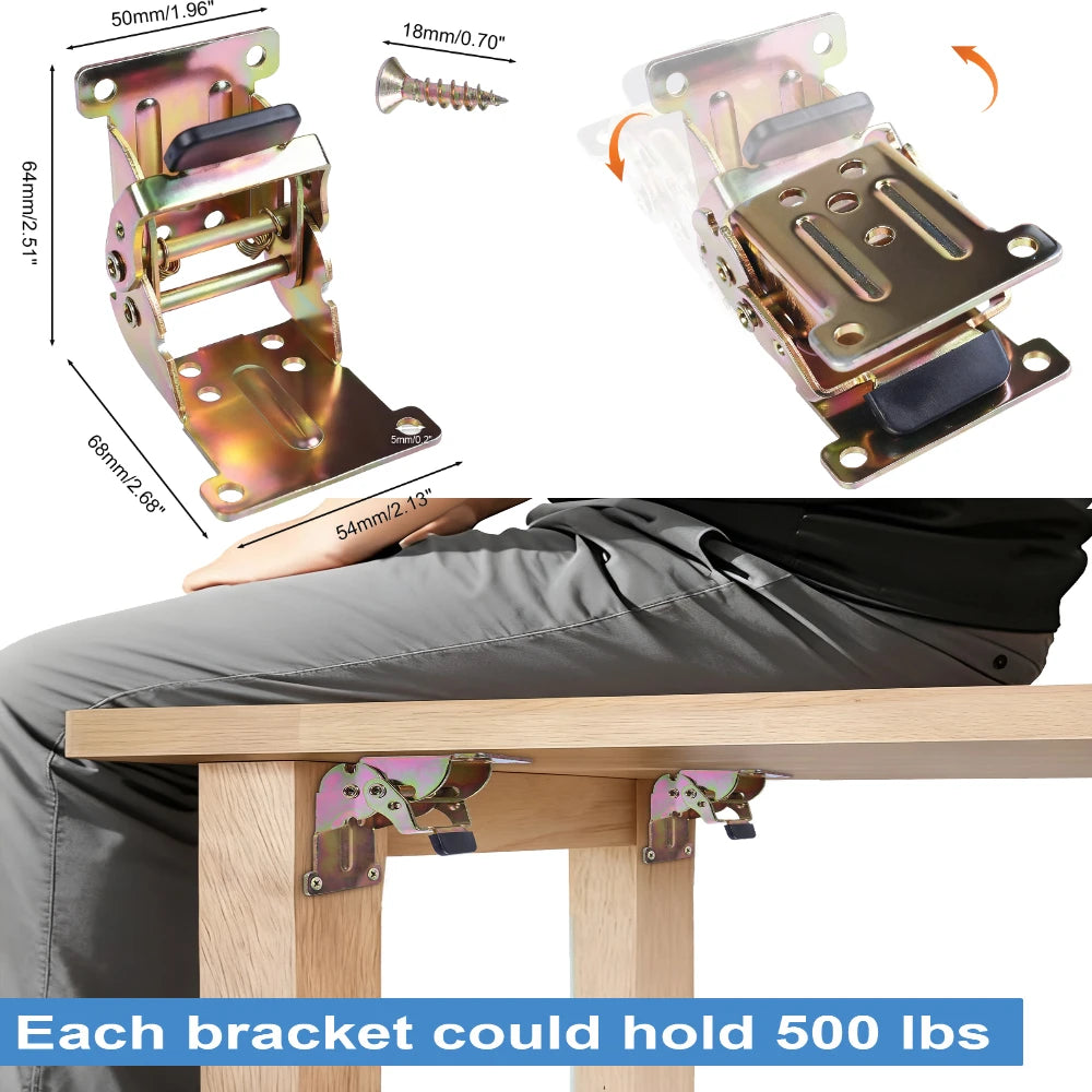 Self-Locking Folding Leg Hinge Bracket 0–180° with Screws