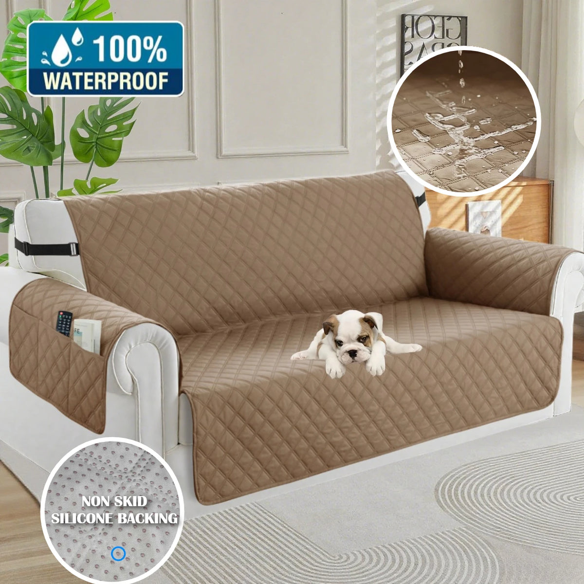 Waterproof Non-Slip Sofa Cover with Elastic Straps | Pet Friendly