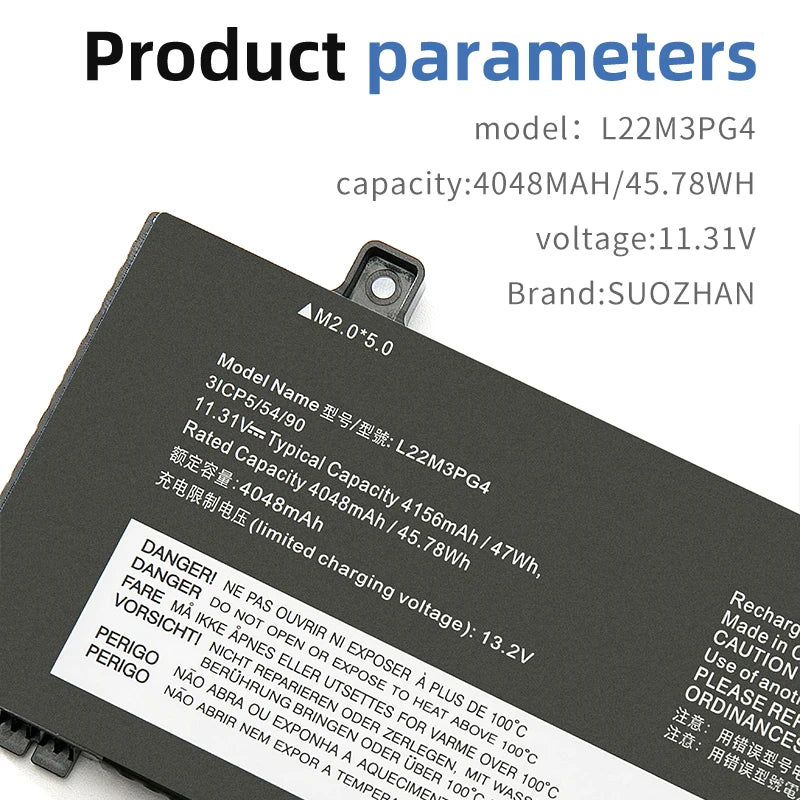 SUOZHAN L22M3PG4 47Wh Battery for Lenovo ThinkPad E14 E16 2023