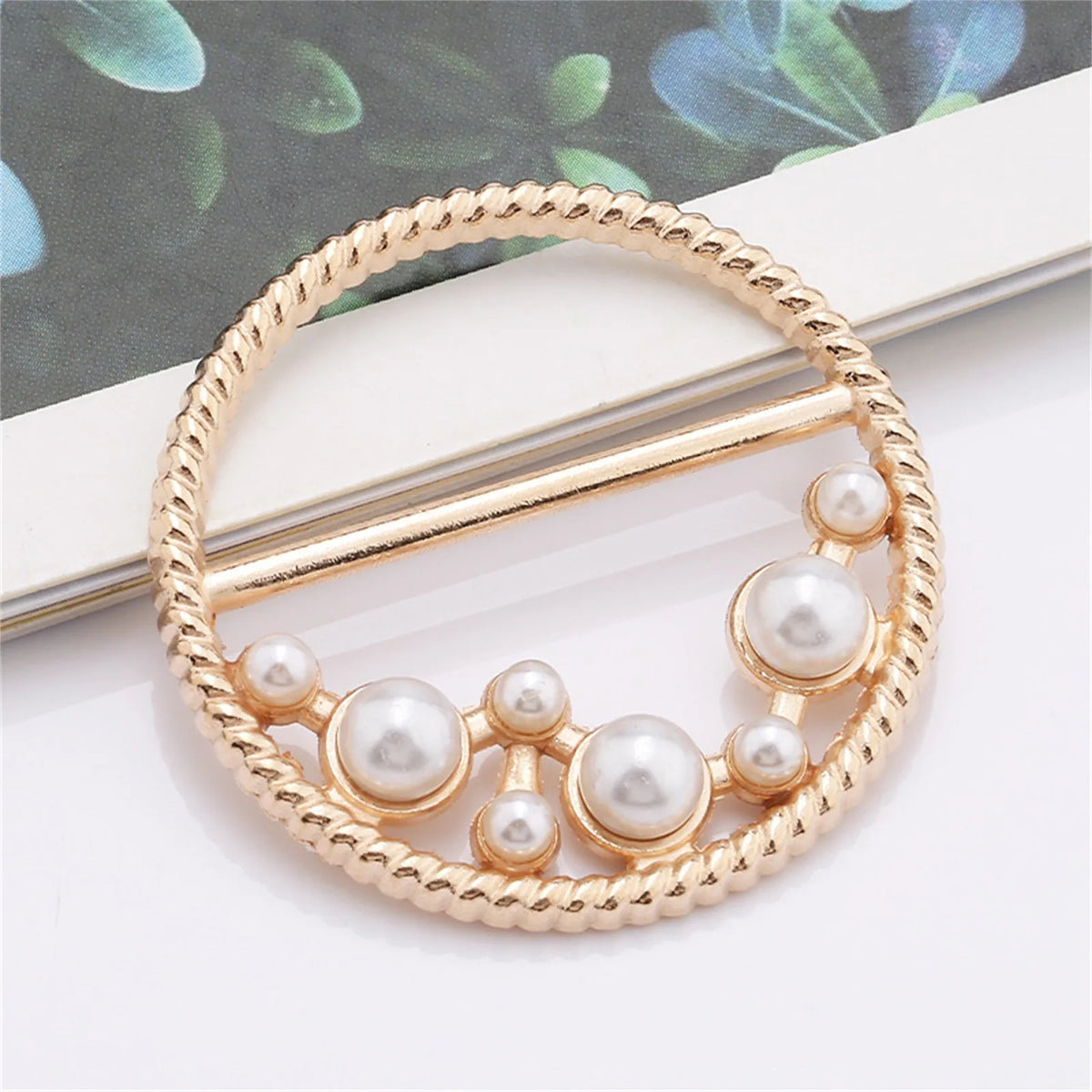 Crystal Pearl Metal Scarf Ring Clip & Shirt Knotted Buckle