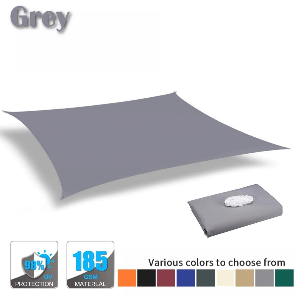 Waterproof Rectangle Sun Shade Sail 98% UV Block + Free Ropes