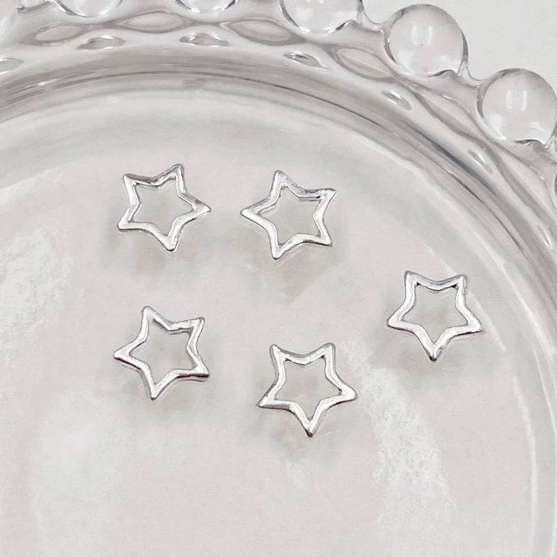 20Pcs 3D Punk Star Nail Charms – Hollow Pentagram Metal Art