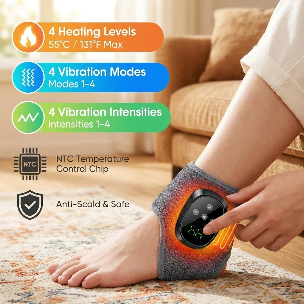 Hailicare Cordless Heated Ankle Massager – 4 Heat & Vibration